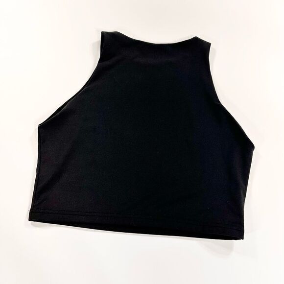 ReoRia black sleeveless racer back tank crop top L - Picture 2 of 7